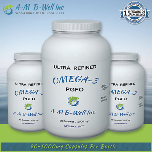 Pacco da 2 a 7 flaconi di A-M B-Well™ Omega-3 PGFO Capsule